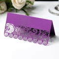 Elegant deep purple laser cut lace place card with shimmer finish for wedding table decor - Dark Purple