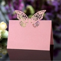 Elegant laser-cut butterfly place card in soft Morandi pink for wedding table setting - Pink