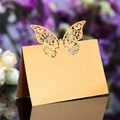 Elegant laser-cut butterfly place card in champagne gold pearlescent paper finish - Gold