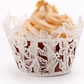 Weiße lasergeschnittene Schmetterling Cupcake Förmchen für Hochzeitsdekorationen - 5cm / Weiß