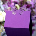 Elegant purple laser-cut butterfly table place card for weddings and events - Dark Purple