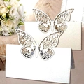 Marque-places papillon découpés au laser en papier perlé blanc pour table de mariage - Papillon Blanc Dentelle Ajouré (XWK-1)