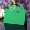 Elegant emerald green laser-cut butterfly table card for wedding and banquet seating - Dark Green