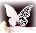 Carte de placement papillon blanche découpée au laser pour verre de mariage - Blanc