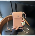 Mini borsa per cellulare rosa trama litchi con ciondolo a forma di papera carina - Rosa con ciondolo