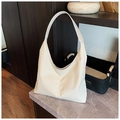 Bolso hobo blanco crema de gran capacidad con tejido liso para el transporte diario - Blanco Roto