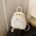Quilted cream mini backpack with silver rivets and rhinestone star detail - White