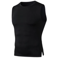 Men's compression fitness vest in black featuring muscle-shaping seams and quick-dry fabric - Black
