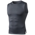 Men's dark grey high-elastic compression gym vest with quick-dry muscle fit design - Gray