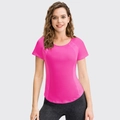 T-shirt de yoga rose fuchsia pour femme, coupe ajustée avec panneaux respirants - S / Rouge Rose