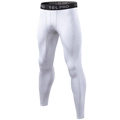 Men's compression tights in white with high-elastic fabric and black wide waistband - M / White