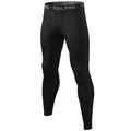 Men's black PRO compression sports pants with ergonomic seams and elastic waistband - Black