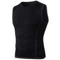 Men's black compression gym vest with grey stitching and quick-dry fabric - Black