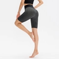 Women's black high-waisted yoga shorts with honeycomb texture and butt-lifting design - S / Black