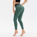 High waist honeycomb yoga pants in dark green featuring scrunch butt lifting texture - S / Green
