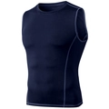 Men's navy blue quick-dry compression vest with flatlock seams for running training - Navy Blue