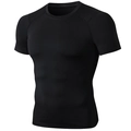Men's black compression short sleeve shirt with high-elasticity quick-dry athletic fabric - S / Black