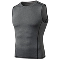 Canotta sportiva a compressione da uomo grigio scuro con cuciture piatte a contrasto - S / Grigio Misto