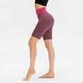 Pantaloncini da yoga rosa e neri con trama a nido d'ape, vita alta e lunghezza a 5/5 - S / Rosa Rossa