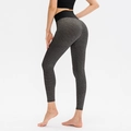 High waist honeycomb yoga pants in black and grey marl with butt-lifting texture - S / Black