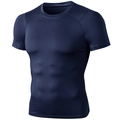 Men's Pro compression t-shirt in navy blue, quick-dry elastic fabric for gym workouts - S / Navy Blue