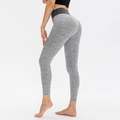 Gray honeycomb texture high waisted scrunch leggings with slimming tummy control waist - Gray