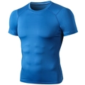 Men's royal blue compression gym t-shirt with raglan sleeves and quick-dry stretch fabric - Blue