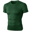 Men's high-elastic compression fitness t-shirt in deep green, slim fit quick-dry top - Dark Green