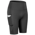 Black high-waisted yoga shorts with side pockets and slimming peach butt lifting design - S / Black
