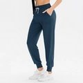 Women's loose high-waist yoga joggers with drawstring in deep teal blue color - XL / Aquamarine