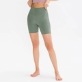 Olive green high waisted yoga biker shorts for women featuring seamless quick dry fabric - S / Moss Green