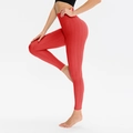 High-waisted red yoga leggings with honeycomb texture and butt lifting design - S / Bottoms / Red