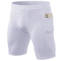 Pantalón corto de compresión blanco para hombre con bolsillo lateral móvil - S / Blanco