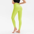 Neon green high-waisted yoga pants with honeycomb texture and butt-lifting design - S / Bottoms / Yellow