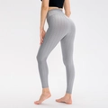 Gray high-waisted scrunch butt yoga leggings with honeycomb textured fabric for women - S / Bottoms / Gray