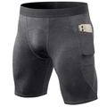 Pantalones cortos de compresión gris oscuro con bolsillo lateral para móvil de hombre - S / Gris Vigoré