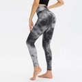 Women's high waist yoga leggings with grey tie-dye honeycomb texture for booty lifting - S / Bottoms / Tie-dye Black & White