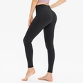 Women's high waisted push up fitness leggings in solid black color for yoga and running - S / Bottoms / Black