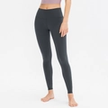 Women high waist yoga leggings in dark charcoal grey with seamless tummy control design - S / Bottoms / Dawn Gray
