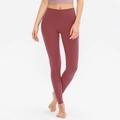 Women's high waist yoga pants in dark rose pink with a slim fit and elastic fabric - Mysterious Brown