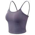 Lila Fitness-Trägertop in schmaler Passform mit elastischem Stoff für Yoga - S / Hibiskusviolett