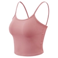 Canotta sportiva rosa loto aderente con scollo a U e imbottitura per yoga e fitness - Taglia S / Rosso Ruggine Chiaro