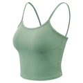 Top sportivo corto verde chiaro aderente con spalline sottili incrociate per lo yoga - Taglia S / Verde avocado