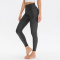 Women's high waist yoga pants featuring dark grey leopard print with lift effect - Dark Grey Leopard Print