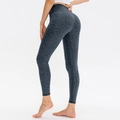 Women's high waist yoga leggings with dark grey leopard print for fitness and running - Light Gray Leopard