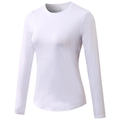 Women's white long sleeve yoga top with mesh patchwork and quick-dry stretch fabric - XL / White