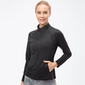 Giacca sportiva nera da donna con zip e colletto dritto, vestibilità slim per yoga - S / Nero