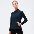 Giacca sportiva da donna slim blu navy con cerniera e collo alto per lo yoga - S / Blu navy