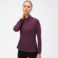 Giacca sportiva da donna con zip a maniche lunghe viola scuro per yoga e corsa slim fit - S / Borgogna