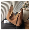 Braune Hobo-Tasche aus Wildleder mit Fransen-Quaste und verstellbarem Nylonriemen - Braun